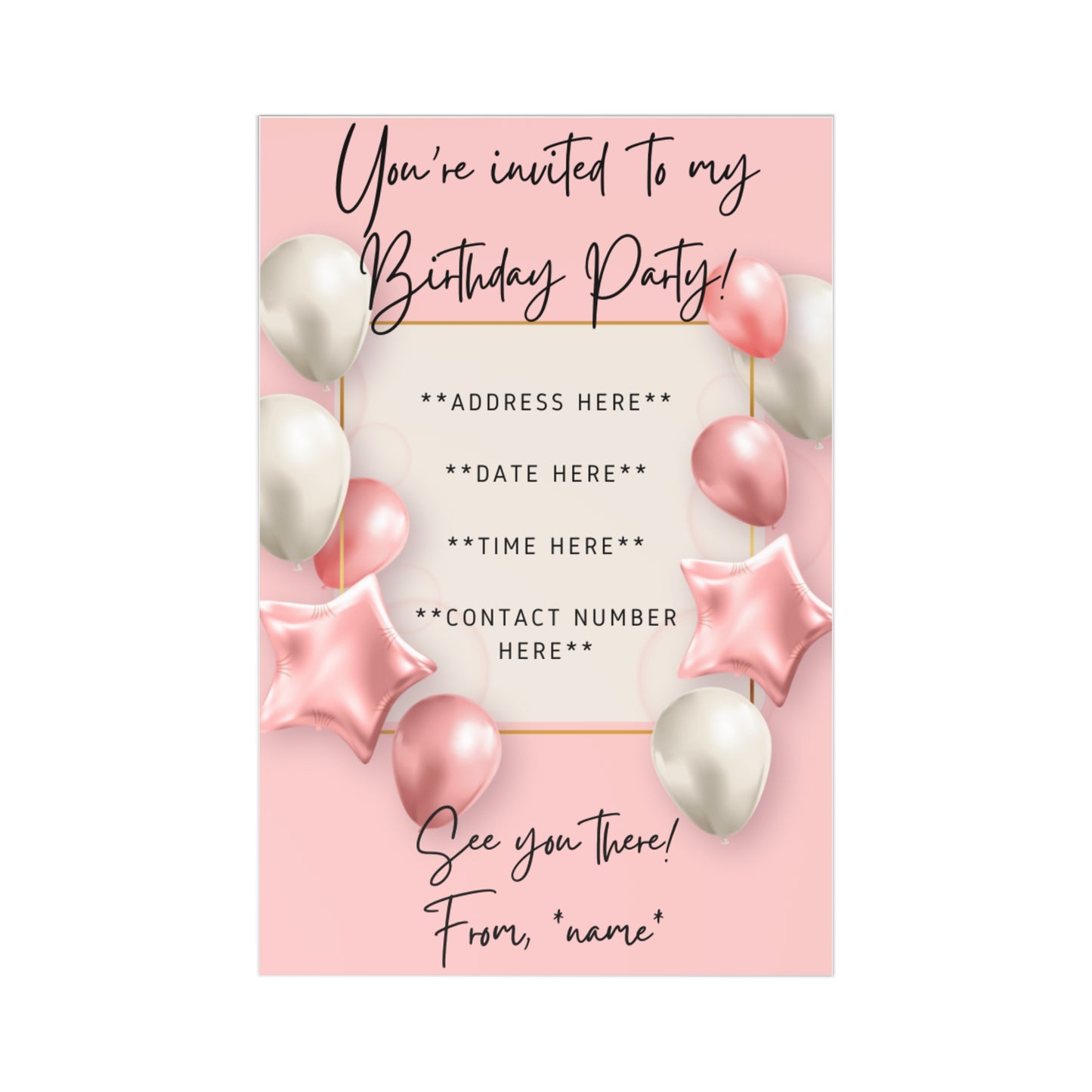 Birthday Invites- 7 Cards