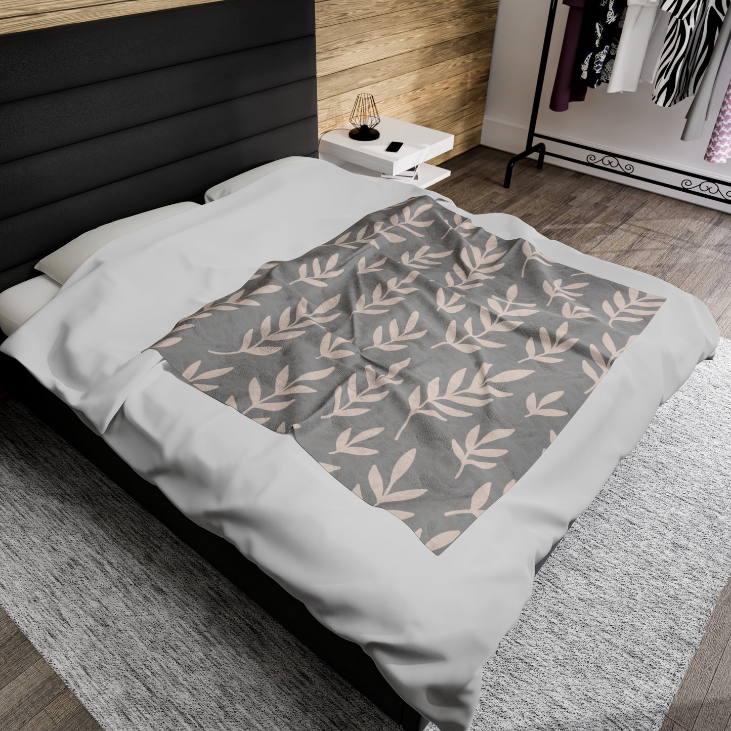 Grey Patterned Plush Blanket